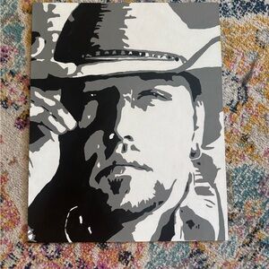 Monochrome Cowboy Painted Portrait